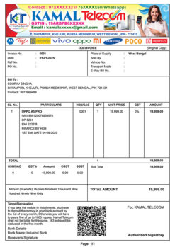 Telecom Mobile Electronics Shop GST Bill Book Cash Memo Design PSD A4_1954 - PMC