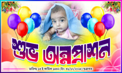 Birth Day Rice Ceremony Annaprashan Mukhebhat Birthday Banner Design 5X3 ft PSD No: 163 - NIPON