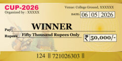 Cheque Template For Cricket PSD