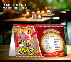 Wedding table menu card