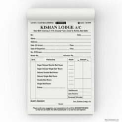 KISHAN LODGE A/C / HOTEL INVOICE BILL BOOK DESIGN CDR FILE
