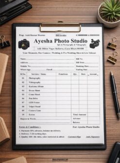 AYESHA PHOTO STUDIO INVOICE BILL BOOK DESIGN CDR FILE