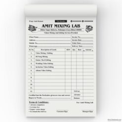 Amit Mixing Lab, Video Editing Invoie Bill Book Design Cdr File