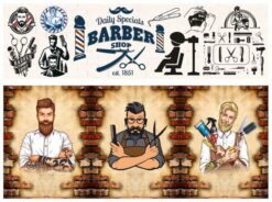 Barber shop wallpaper design cdr file