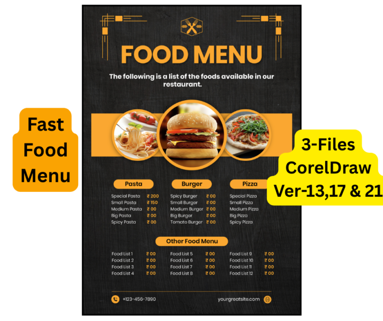 Food Menu Design Cd R Fast Food Menu Card CDR File » Cdrelements.com