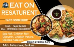 Restaurant Hotel Fast Food Dhaba Cum Bar Guest House Caterar Biryani Shop Menu Visiting Card Banner Design PSD 83×53 mm – TA