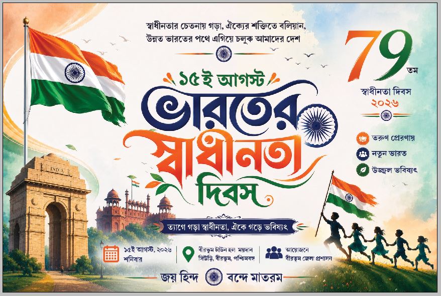 indian independence day bengali banner psd 6x4ft