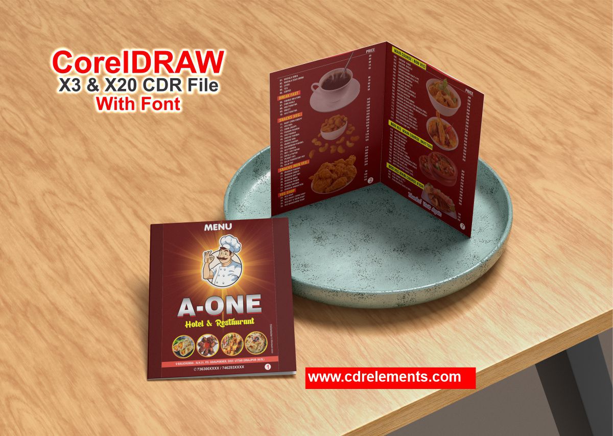 A One Menu Card Design CDR File