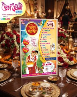 Bengali Bibaha Wedding New Style Table Hand Menu Card Design No 287 - W 5.5 x H 8.5 - Swapna Chowa Printers