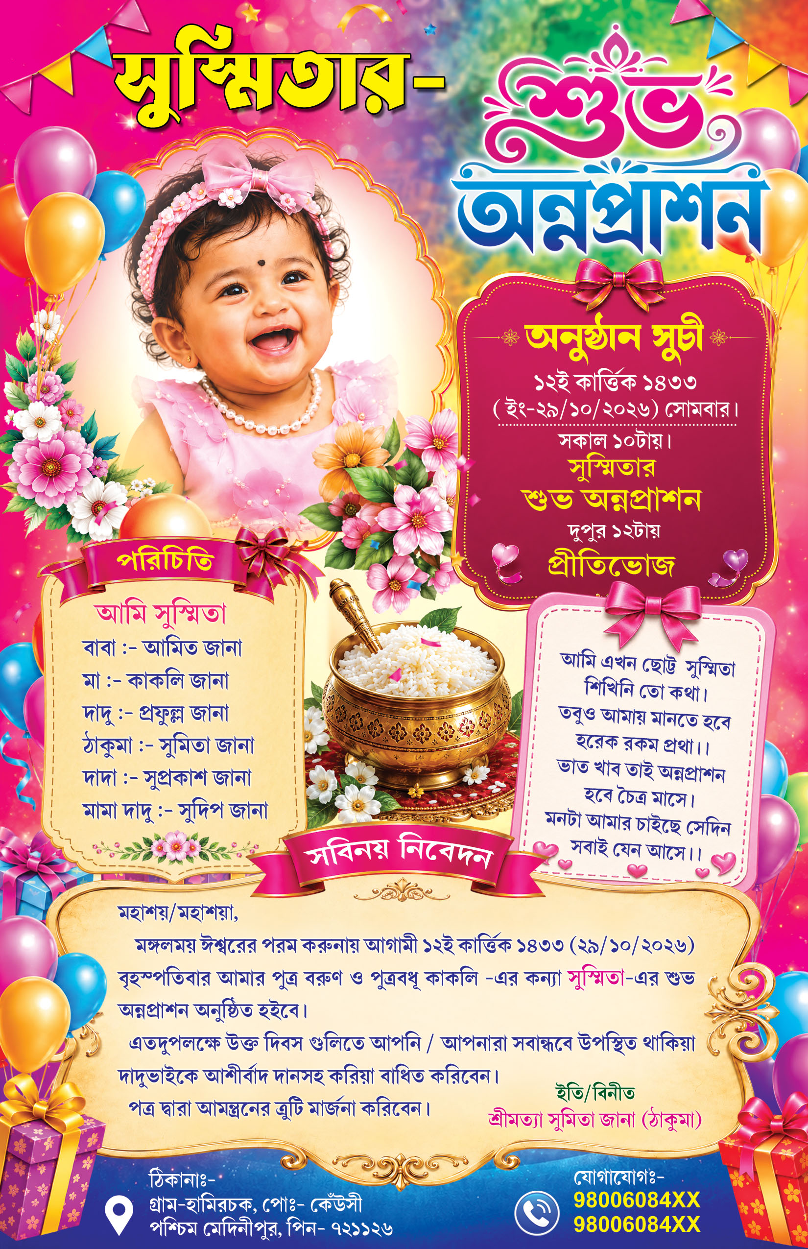 Bengali Rice Ceremony- Annaprashan – Mukhebhat psd back-9x6 in