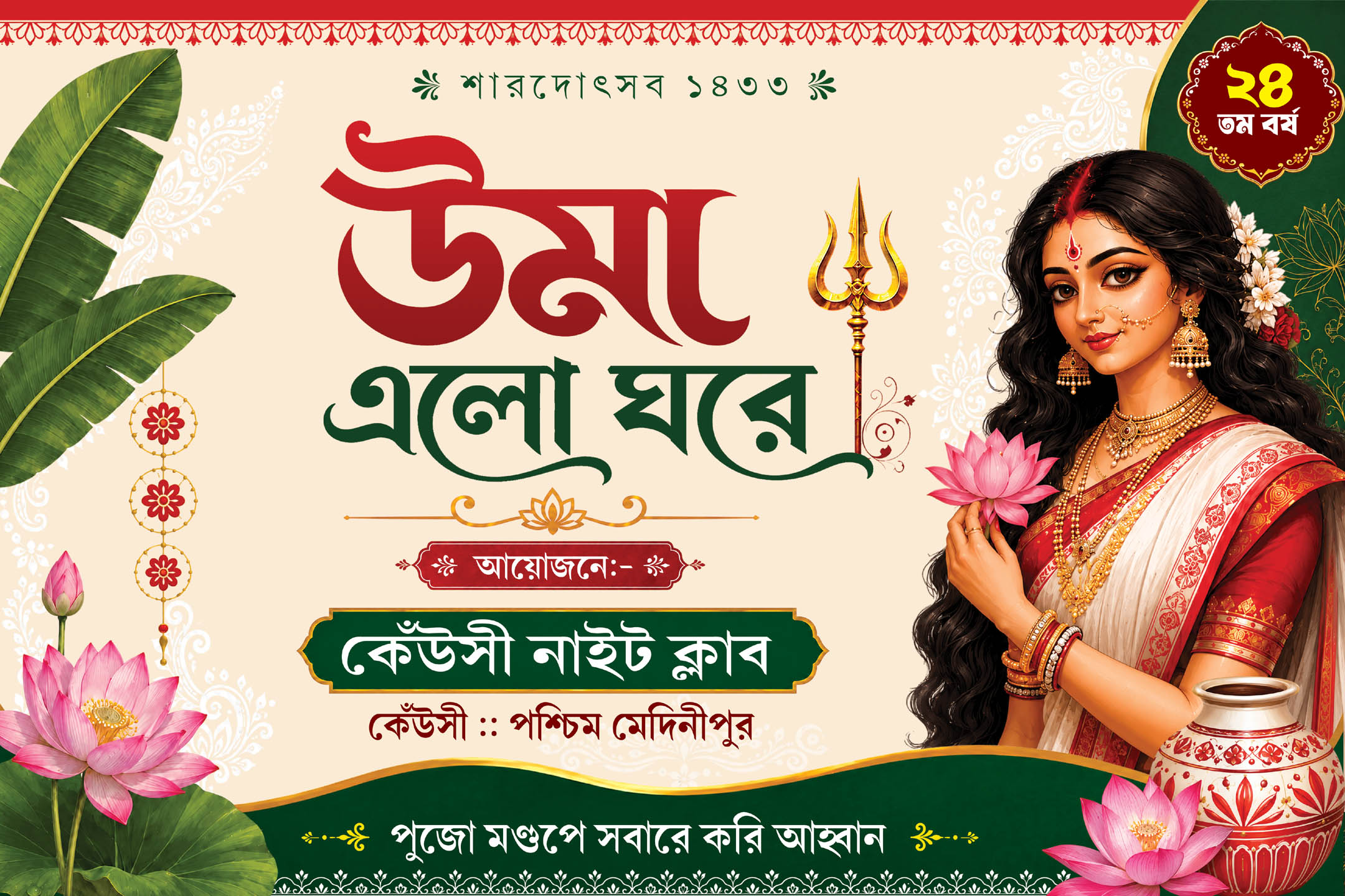 Durga puja bengali flex 6x4in uma