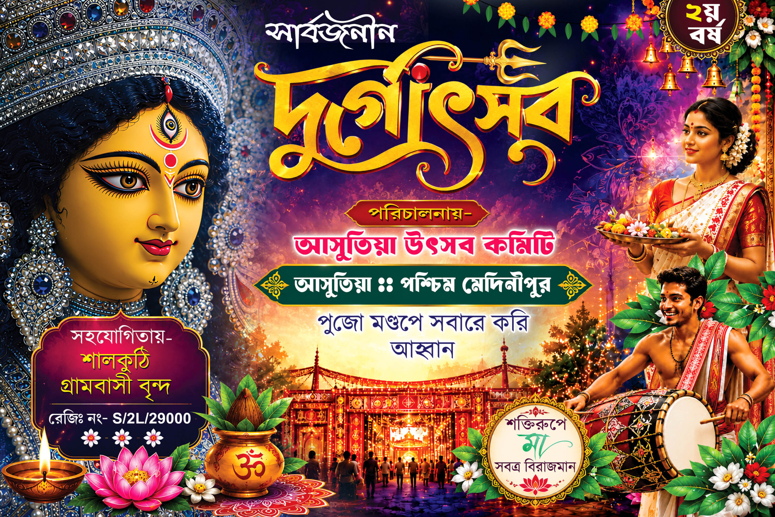 Durga Puja Bengali Banner psd_6x4in