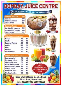 Juice menu card template design cdr file