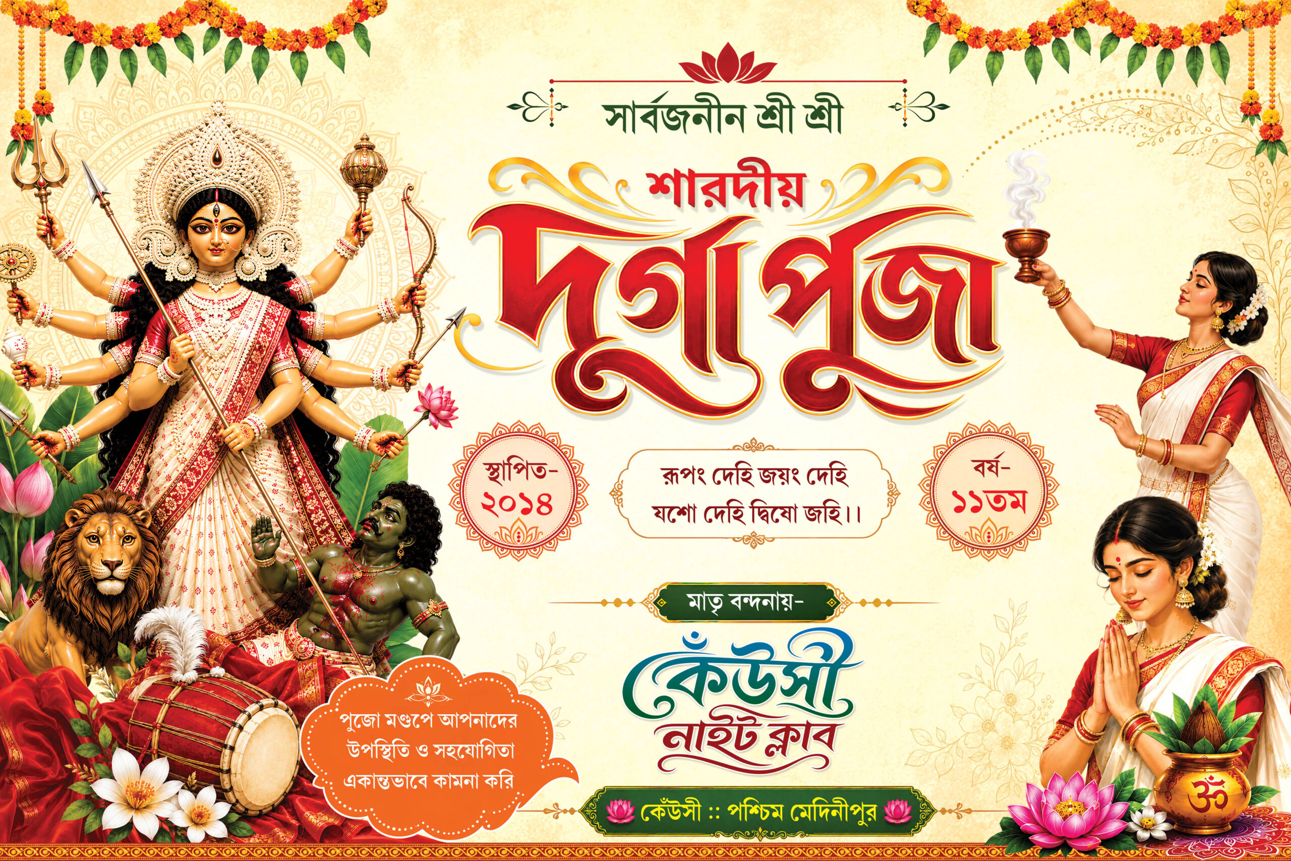 Durga Puja Flex Banner 6x4in Psd